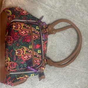 Lily Bloom Multicolor Owl Print Shoulder Bag